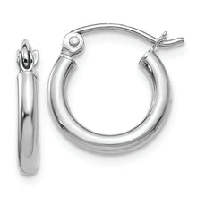 Load image into Gallery viewer, 10K White Gold Polished 2mm Tube Hoop Earrings
