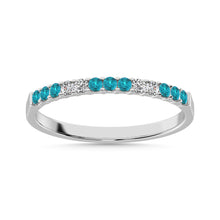 Load image into Gallery viewer, 14K White Gold 1/4 Ct.tw Alternate 9 Aquamarine and 4 Diamond Machine Band
