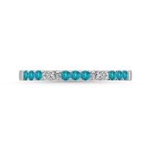 Load image into Gallery viewer, 14K White Gold 1/4 Ct.tw Alternate 9 Aquamarine and 4 Diamond Machine Band
