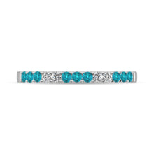 Load image into Gallery viewer, 14K White Gold 1/4 Ct.tw Alternate 9 Aquamarine and 4 Diamond Machine Band
