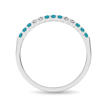 Load image into Gallery viewer, 14K White Gold 1/4 Ct.tw Alternate 9 Aquamarine and 4 Diamond Machine Band
