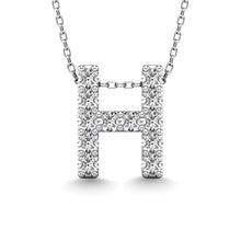 Load image into Gallery viewer, Diamond 1/8 Ct.Tw. Letter H Pendant in 14K White Gold
