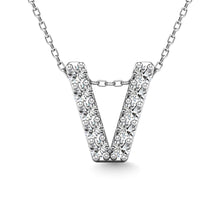 Load image into Gallery viewer, Diamond 1/10 Ct.Tw. Letter V Pendant in 14K White Gold
