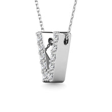 Load image into Gallery viewer, Diamond 1/10 Ct.Tw. Letter V Pendant in 14K White Gold
