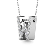 Load image into Gallery viewer, Diamond 1/6 Ct.Tw. Letter W Pendant in 14K White Gold
