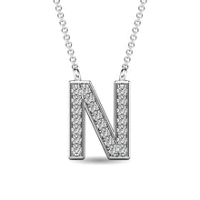 Load image into Gallery viewer, Diamond 1/20 Ct.Tw. Letter N Pendant in 10K White Gold
