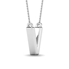 Load image into Gallery viewer, Diamond 1/20 Ct.Tw. Letter V Pendant in 10K White Gold
