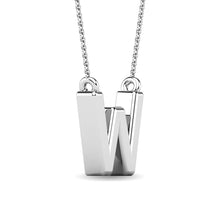 Load image into Gallery viewer, Diamond 1/20 Ct.Tw. Letter W Pendant in 10K White Gold

