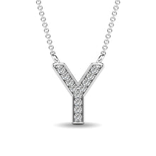 Load image into Gallery viewer, Diamond 1/20 Ct.Tw. Letter Y Pendant in 10K White Gold
