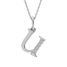 Load image into Gallery viewer, Diamond 1/20 Ct.Tw. Letter U Pendant in 10K White Gold
