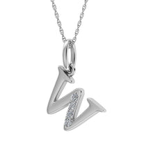 Load image into Gallery viewer, Diamond 1/20 Ct.Tw. Letter W Pendant in 10K White Gold
