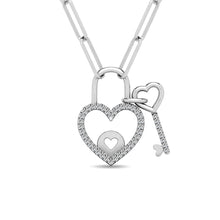 Load image into Gallery viewer, Diamond 1/6 Ct.Tw. Lock and Key Pendant in 10K White Gold
