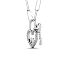 Load image into Gallery viewer, Diamond 1/6 Ct.Tw. Lock and Key Pendant in 10K White Gold
