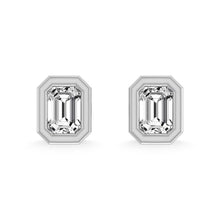 Load image into Gallery viewer, 14K White Gold Diamond 1/5 Ct. Tw. Emerald Stud Earrings
