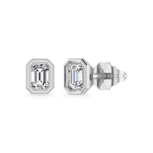 Load image into Gallery viewer, 14K White Gold Diamond 1/5 Ct. Tw. Emerald Stud Earrings
