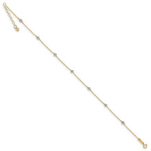 Load image into Gallery viewer, 14K Two-tone Diamond-cut Beads 9in Plus 1in Ext. Anklet
