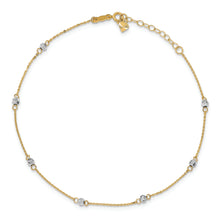Load image into Gallery viewer, 14K Two-tone Diamond-cut Beads 9in Plus 1in Ext. Anklet
