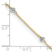 Load image into Gallery viewer, 14K Two-tone Diamond-cut Beads 9in Plus 1in Ext. Anklet
