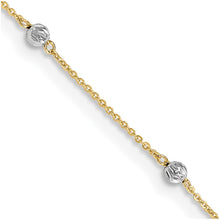 Load image into Gallery viewer, 14K Two-tone Diamond-cut Beads 9in Plus 1in Ext. Anklet
