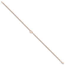 Load image into Gallery viewer, 14k Rose Gold Diamond-cut Rope with Heart 10in Anklet
