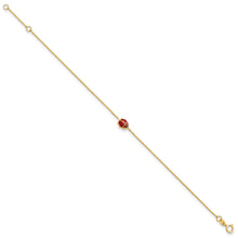 Load image into Gallery viewer, 14k Polished Enameled Ladybug 6.5in w/.75in ext. Bracelet
