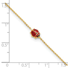 Load image into Gallery viewer, 14k Polished Enameled Ladybug 6.5in w/.75in ext. Bracelet
