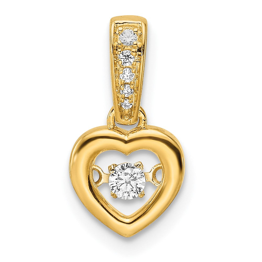 14k Diamond Polished Heart Dangle with Vibrant Center Pendant