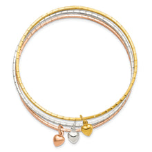 Load image into Gallery viewer, Sterling Silver/Gold-tone/Rose-tone w/Puffed Heart Bangle Set

