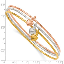 Load image into Gallery viewer, Sterling Silver/Gold-tone/Rose-tone w/Puffed Heart Bangle Set
