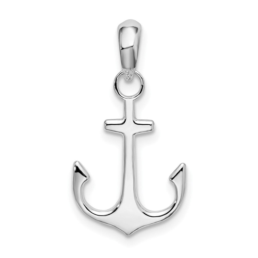 Sterling Silver Rhodium-plated Polished Anchor Pendant