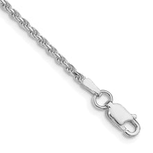 Load image into Gallery viewer, Sterling Silver Rhodium-plated 1.85mm Diamond-cut Rope Chain Anklet
