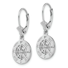 Load image into Gallery viewer, Sterling Silver Rhodium-plated Polished Mini Compass Leverback Earrings
