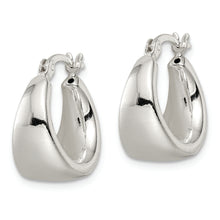 Load image into Gallery viewer, Sterling Silver Polished &amp; Tapered Round Hoop Earrings
