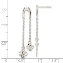 Load image into Gallery viewer, Sterling Silver Polished &amp; D/C Clover Chain Dangle Post Earrings
