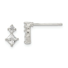 Load image into Gallery viewer, Sterling Silver Polished Two Square CZ Post Earrings
