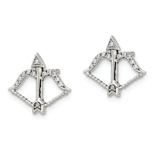 Load image into Gallery viewer, Sterling Silver CZ Bow &amp; Arrow Post Earrings
