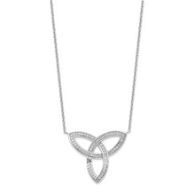 Load image into Gallery viewer, Sterling Silver Polished Rhodium-plated CZ Celtic Knot 18in Necklace

