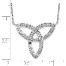 Load image into Gallery viewer, Sterling Silver Polished Rhodium-plated CZ Celtic Knot 18in Necklace

