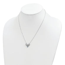 Load image into Gallery viewer, Sterling Silver Rhodium-plated Polished Sep. Bow CZ Birthstone Necklace

