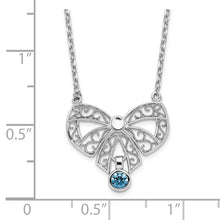 Load image into Gallery viewer, Sterling Silver Rhodium-plated Polished Sep. Bow CZ Birthstone Necklace
