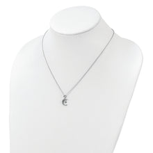 Load image into Gallery viewer, Sterling Silver Polished Rhodium-plated CZ Moon &amp; Star 18in Necklace
