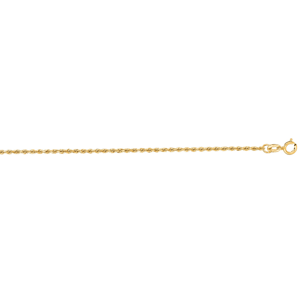 10K Gold 1.4mm Solid Diamond Cut Royal Rope Chain