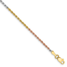 Load image into Gallery viewer, 14k Tri-Color 1.75mm Diamond-cut Rope Chain Anklet
