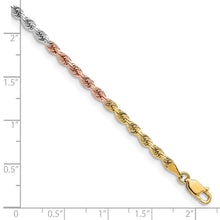 Load image into Gallery viewer, 14k Tri-Color 3mm D/C Rope Chain
