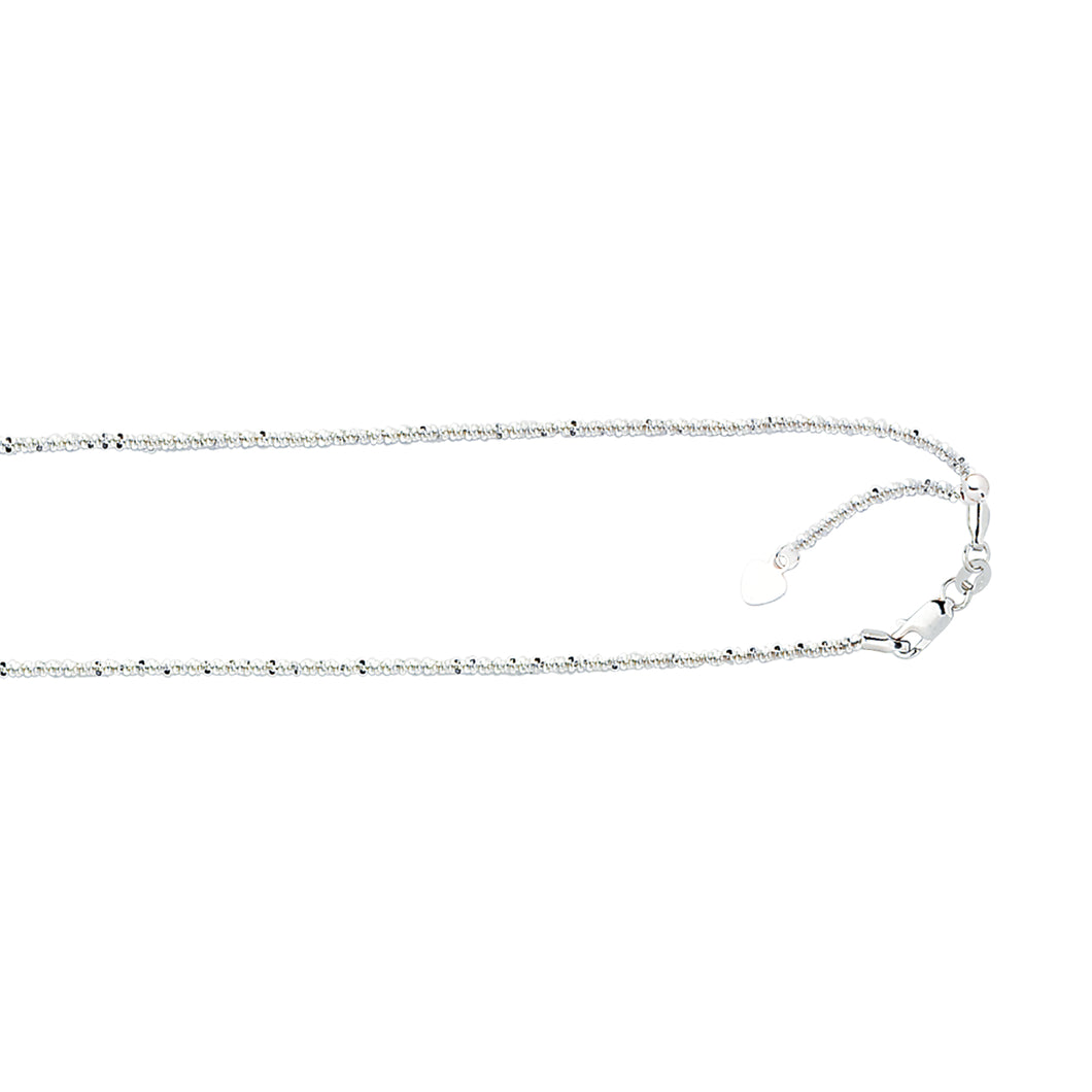 10K Gold 1.2mm Adjustable Sparkle Chain