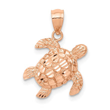 Load image into Gallery viewer, 10k Rose Gold Diamond Cut Turtle Pendant
