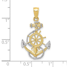 Load image into Gallery viewer, 10K Two-Tone w/Rhodium Anchor W/Rope Pendant
