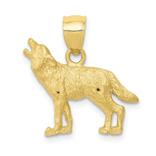 Load image into Gallery viewer, 10K Diamond-cut Wolf Pendant
