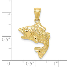Load image into Gallery viewer, 10k Gold Polished &amp; Textured Bass Pendant
