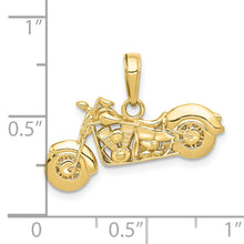 Load image into Gallery viewer, 10K Gold Polished Textured 3-D Motorcycle Pendant
